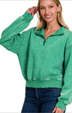 Green quarter zip