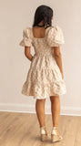 Botanical Beige Floral Puff Dress