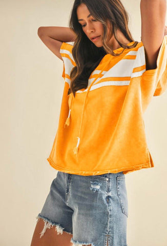 Mineral Wash Orange and White Hoody