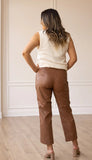 Brown Snake Print Leather Pants