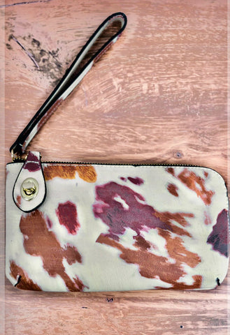 TILL THE COWS COME HOME FAUX LEATHER TWIST LOCK CROSSBODY CLUTCH WALLET